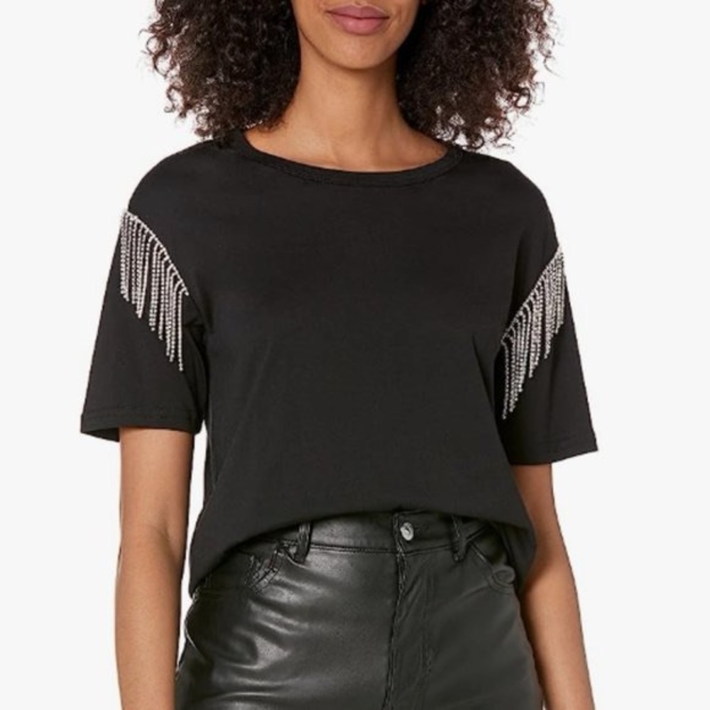 Blue B Black Embellished Short Sleeve Top